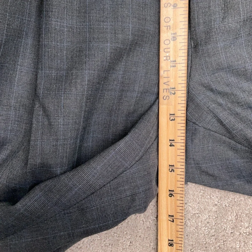 Jos A Bank Suit Mens 44L Charcoal Gray Blue Glen Plaid Tailored Traditional Wool